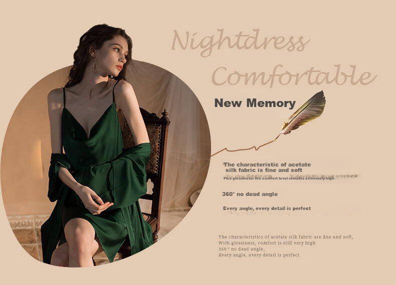 MAOHUO Ice Silk Sleepwear Set for Women, Faux Silk Nightgown with Spaghetti Straps And Collar, High-End Luxury Loungewear Gift Box Set 14