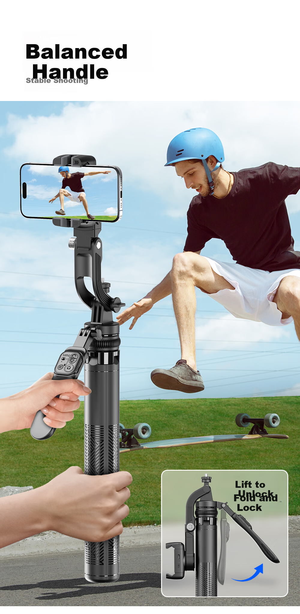 SUOYING [Over 100K Sold] Selfie Stick Gimbal Stabilizer, All-In Shooting Device, Portable Travel 360-Degree Rotation Anti-Shake Three-Axis Phone Stand, Shooting Floor Stand for Live Streaming 8