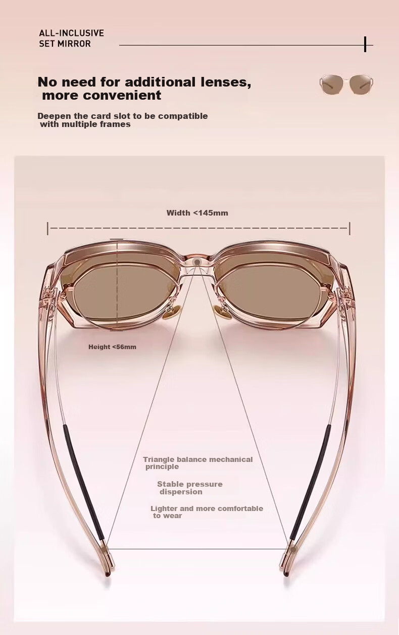 Kaponi Sunglasses Clip-On for Women, Polarized UV Protection, Anti-Glare, Large Frame, Slimming Effect, Clip-On Driving Glasses 8
