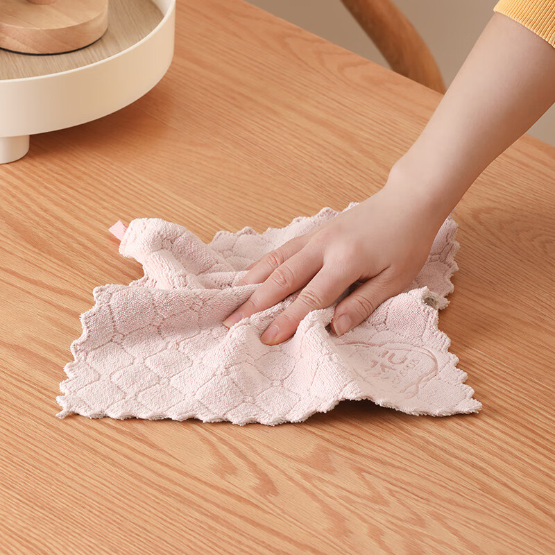 CHAHUA Thick Double-Sided Hand Towel, Dish Cleaning Cloth, 30*30cm*2 Pieces, Absorbent, Lint-Free, Hanging Cleaning Cloth, Towel