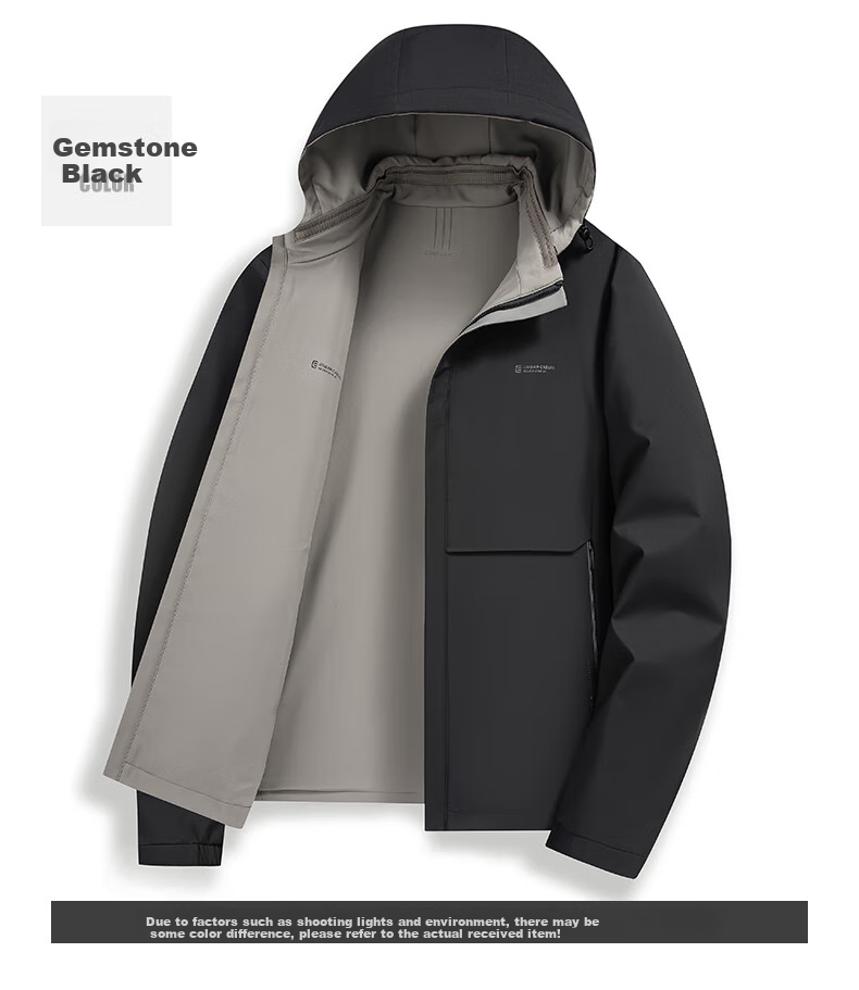 ROMON Double-Sided Lapel Jacket for Men with Detachable Hood, Easy-Care Business Coat for Young And Middle-Aged Men in Spring 12