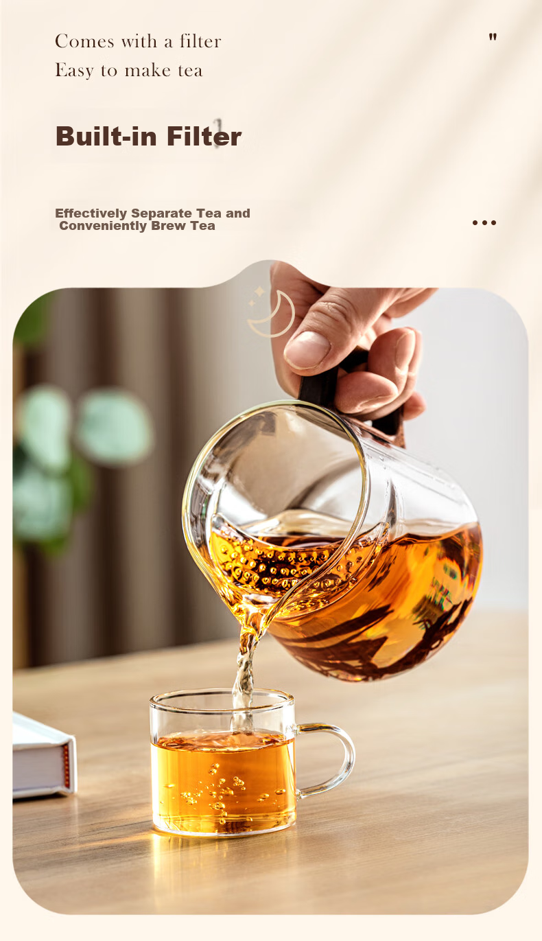YIHUTEA Fair Cup Glass Teapot, Crescent-Shaped Filter, Specialized Tea Accessory for Green Tea, Glass Tea Divider with Tea Strainer 5