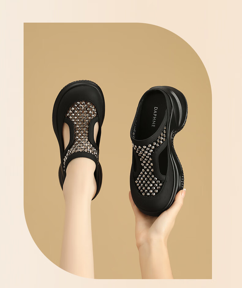 DAPHNE Women's Thick Sole Open Toe Sandals Spring 2026 New Height Increasing Slip-On Half Slippers Platform Shoes 10
