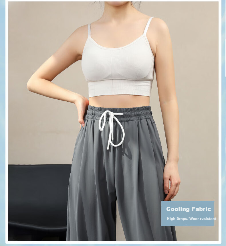 LangSha Sun Protection Ice Silk Pants for Women, Summer Cool-Feeling Ankle-Tied Casual Trousers, Loose-Fitting Slimming Lightweight Breathable Quick-Dry Sports Pants 8