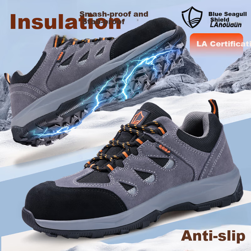 Lanoudun Safety Shoes for Men, Electrician Insulated 10KV, Non-Slip, Anti-Smashing, Puncture-Resistant, Comfortable, Breathable Work Boots D206GY Size 44