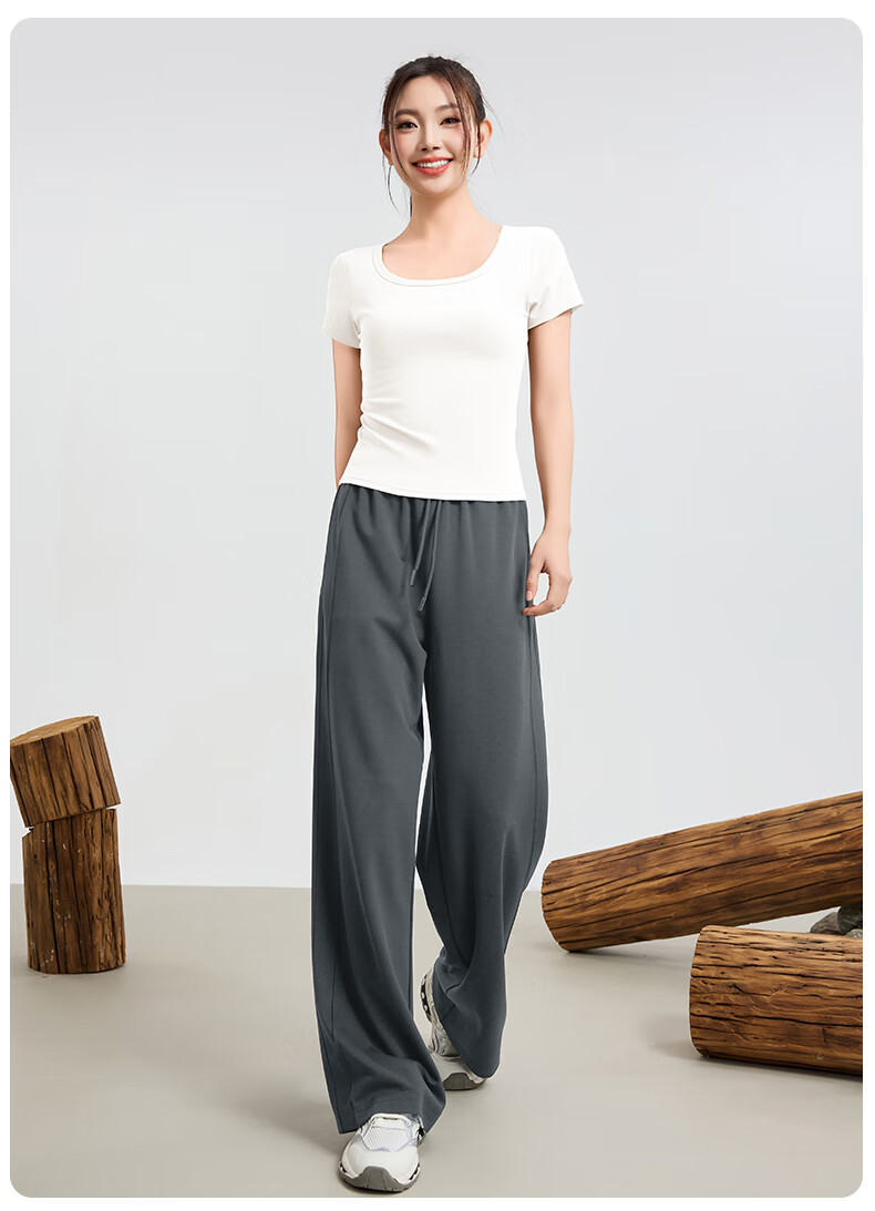I'd Casual Loose Straight Wide-Leg Pants for Women, 2026 Early Autumn Wear, Flowy Floor-Length American-Style Sweatpants, Night Black, Size L 15