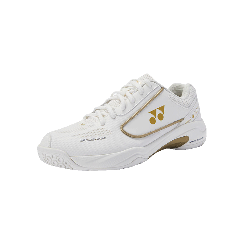 YONEX Badminton Shoes, Competition And Training, Power Cushion, Shock Absorption, Breathable Sports Shoes, SHB470CR, White And Gold, Size 43