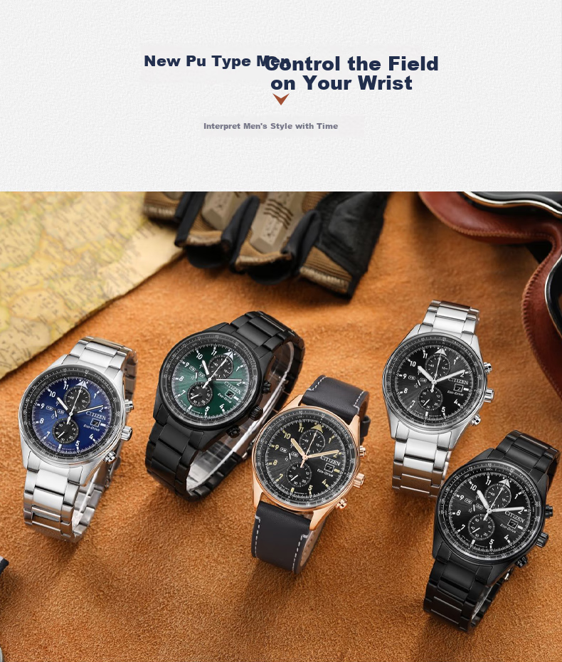 CITIZEN Watch for Men, Japanese And Korean Style, FF Series, Eco-Drive, Date Display Dial, Leather Strap, Student Gift for Boyfriend, CA0773-15E 9