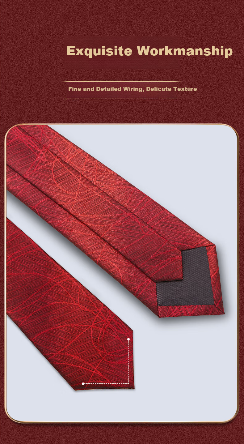 Luomeng Men's Business Formal Wear Patterned Tie, 8cm Hand-Tied, for Interviews, Gifting, Boyfriends, Wedding Groom, Groomsman, Red Gift Box Packaging 3
