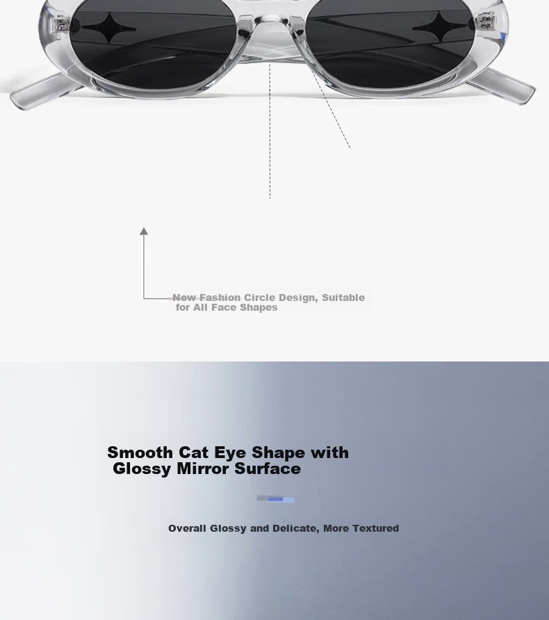 Boshide Sunglasses, Cat Eye Sunglasses, Suitable for Women with Clear Frame, High-End Cat Eye Sunglasses, Transparent Gray Frame with Black And Gray Lenses 3