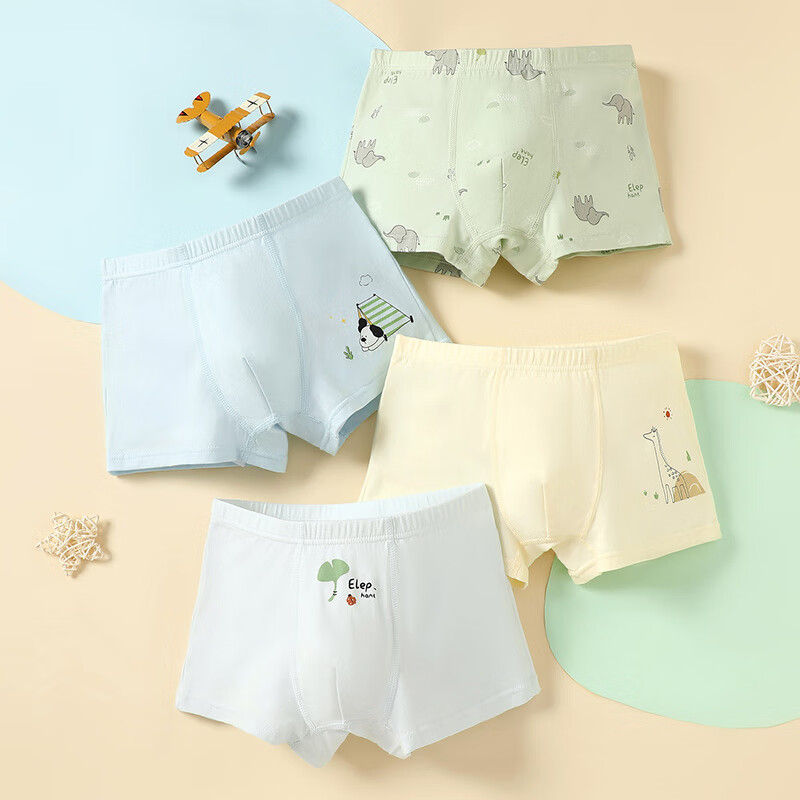 Fenteng Kean Boys' Underwear 10A Antibacterial 4-Pack 100% Cotton Gusset Boxer Briefs Breathable Combed Cotton