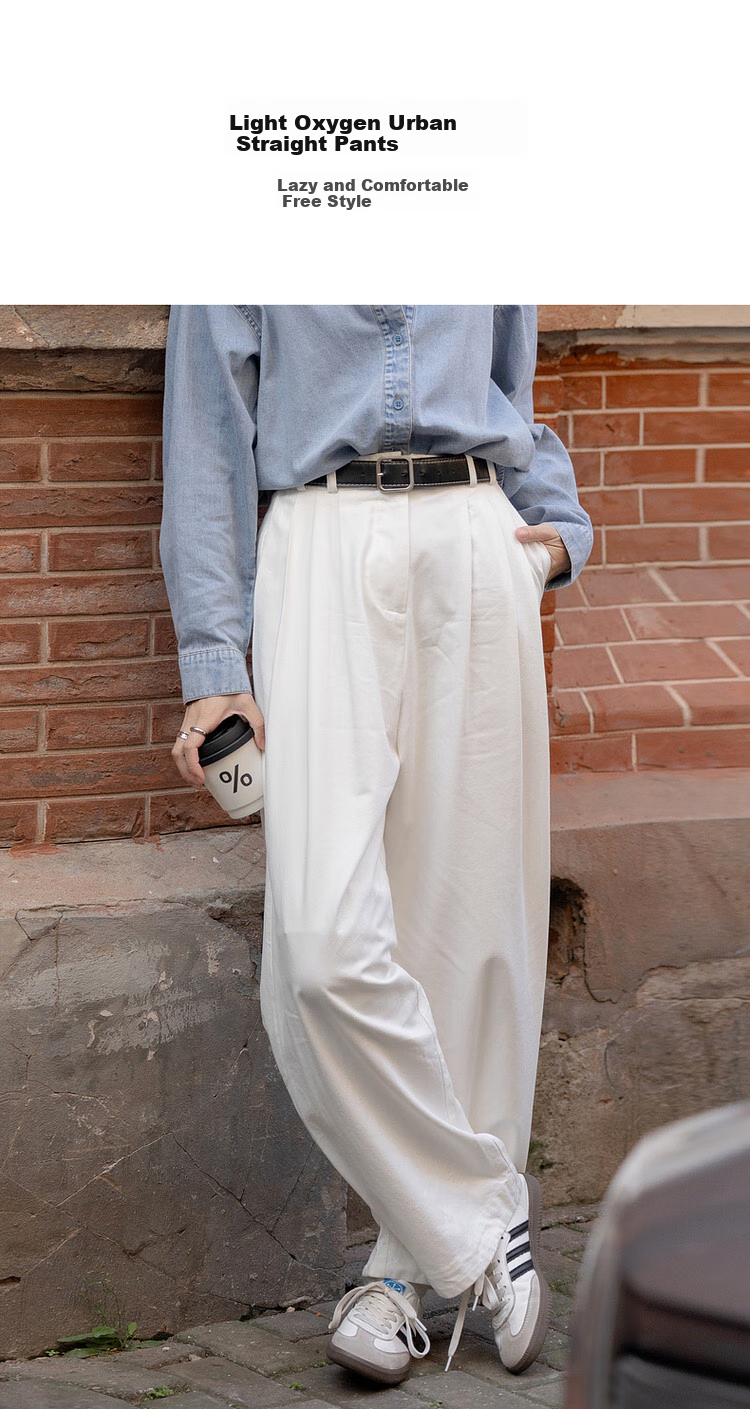 Dme [Relaxed Loose Pants] Spring Japanese-Style Commuter Pleated Cloud-Feel Cotton Trousers, Slimming And Versatile Women's Casual Pants 2