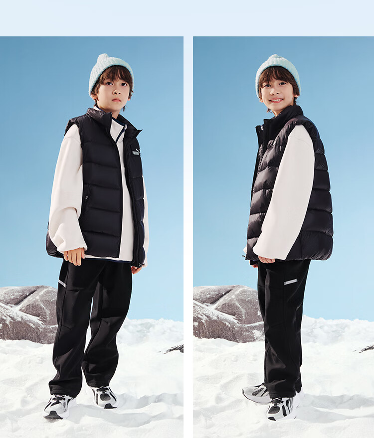 PUMA New Kids Winter Down Vest Lightweight Warm Stylish Off-White 10301 Size 130 23
