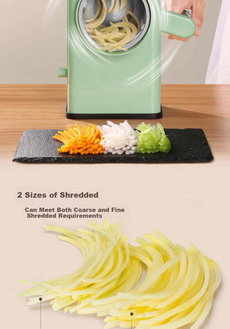 BJ Vegetable Slicer, Household Shredder, Kitchen Hand-Cranked Storm Roller Slicer, Potato Shredder, Grater, Five Blades 7