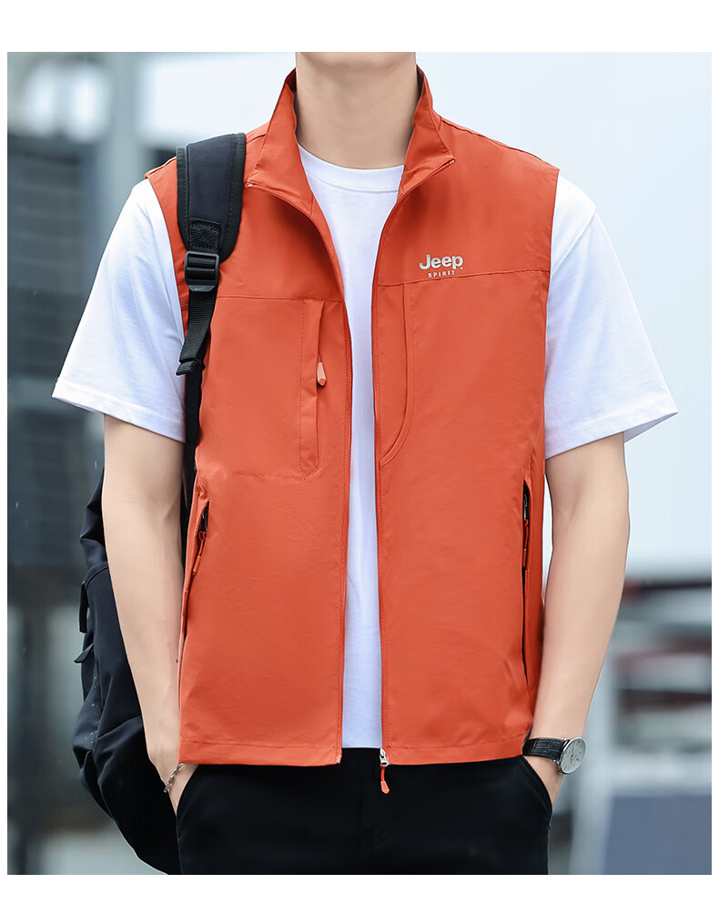 JEEP SPIRIT Men's Spring and Autumn Casual Sleeveless Vest Khaki L 23