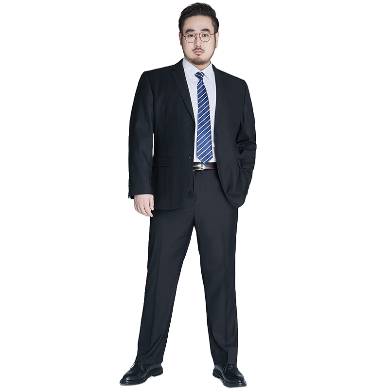 Ayoupang Summer Lightweight Plus Size Men's Suit Set Loose Formal Business Wedding Tuxedo Black 2XL
