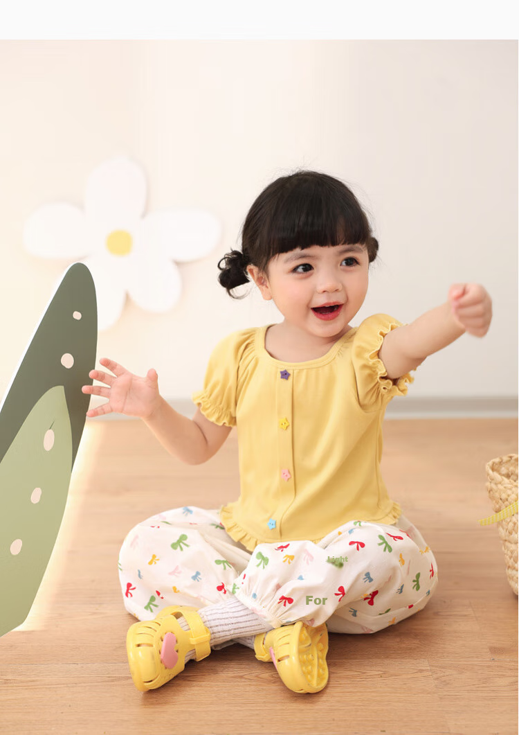 LUSON Baby Girl Pants, 2025 Summer New Stylish All-Over Print Joggers, Infant Mosquito-Proof Trousers 21