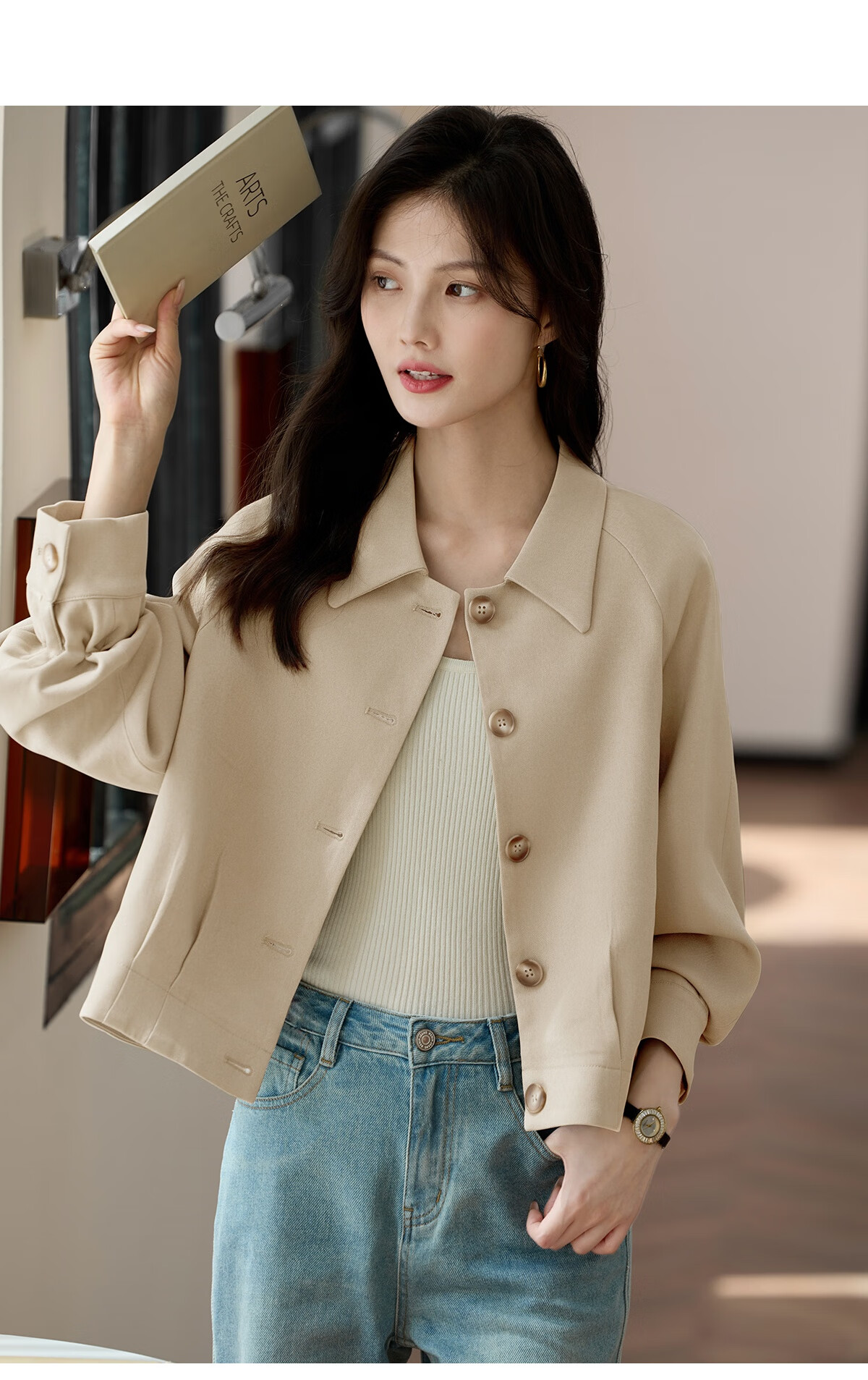 She Enjoy Casual Jacket Women Commuter Simple Short Coat Spring Autumn Versatile Elegant Cardigan Top T143U2023 19
