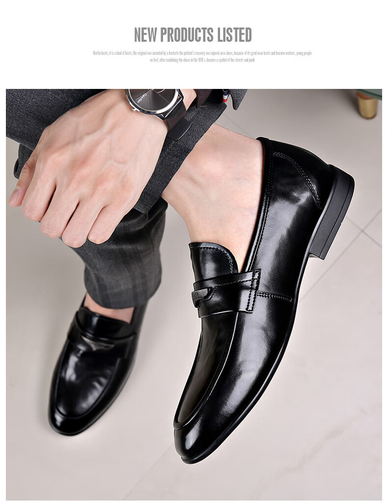 Bull Family Men's Leather Shoes 2026 Spring New Versatile Business Formal Shoes British Style Slip-On Loafers 5