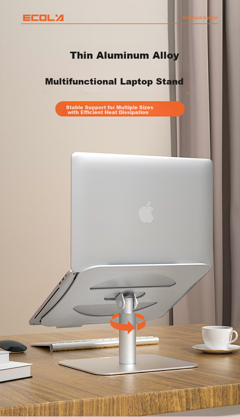 ECOLA 360° Rotating Laptop Stand, Computer Stand for Sitting And Standing, Desktop Adjustable Height Riser, Compatible with Lenovo Legion, Apple Mac, Huawei Laptops, NA920Y 2