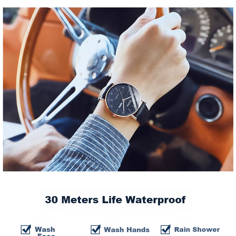 DOM Ultra-Thin Starry Sky Watch for Men, Simple Mechanical Style Casual Men's Watch, Quartz Birthday Gift for Boyfriend 12