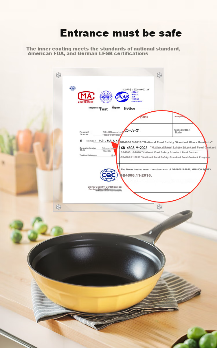 Buydeem [Jingdong Exclusive] 32cm Non-Stick Wok, Low Smoke Oil-Gathering, Small Yellow Goose Egg-Shaped, Compatible with Induction And Gas Stoves 3