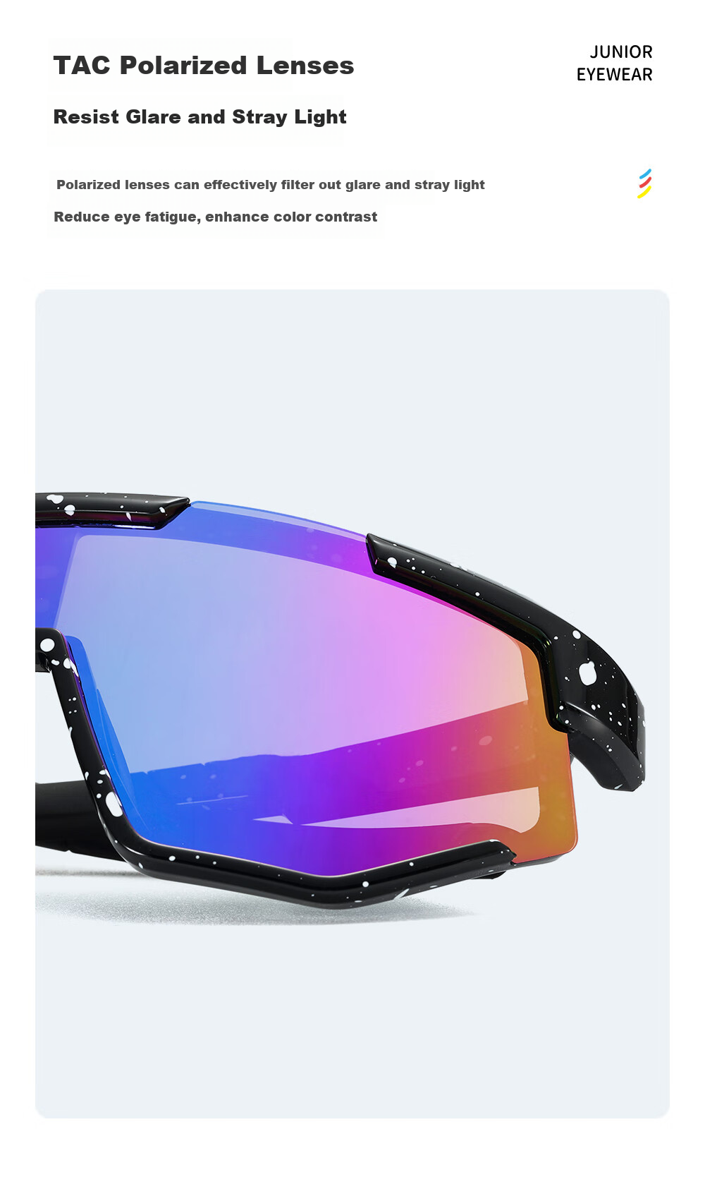 Wanpishu Children's Sports Glasses for Ages 6-12, Cycling Running Sunglasses, UV Protection, Sun Protection, Outdoor Marathon Sunglasses 36