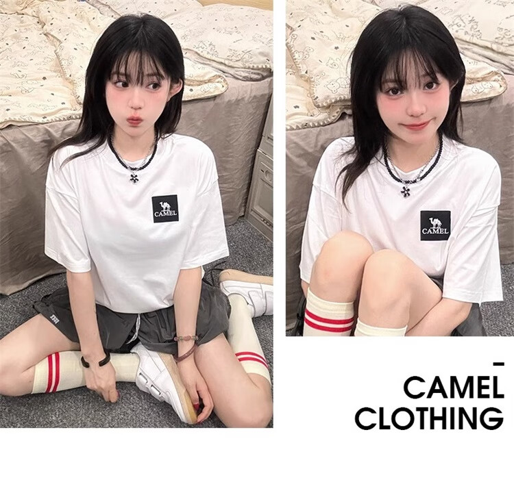 CAMEL Outdoor Quick-Dry T-Shirt for Men And Women, Spring And Summer Fast-Drying Elastic Round Neck Loose Mountain-Style Camping A13BAVV058C 2