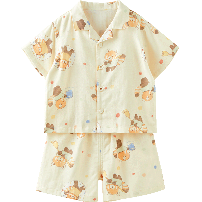 Weishi Muni [Silk] Baby Toddler Short Sleeve Short Pants Set Summer Thin Two-Piece Outfit for Kids