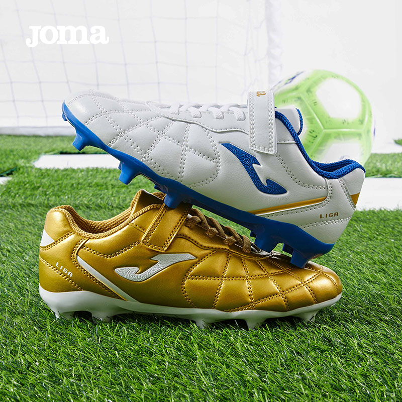 JOMA Magic Tape Children's Soccer Shoes AG Short Studs 2025 New Youth Primary School Competition Training Shoes Red Gold 36