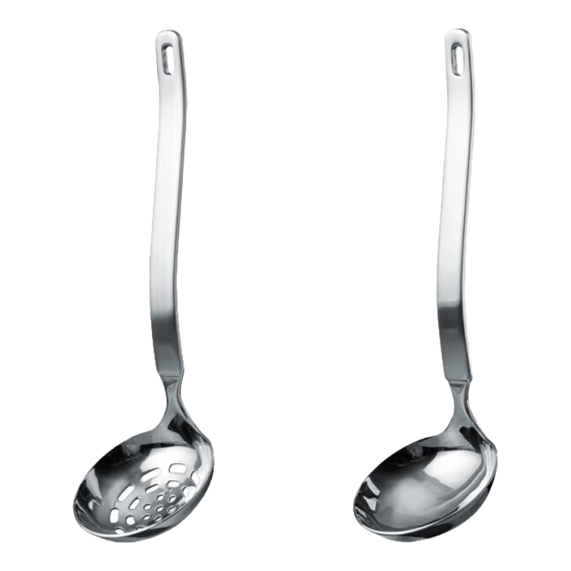 Banwushenghuo 304 Stainless Steel Soup Ladle Hot Pot Spoon Set, Small Soup Ladle, Strainer Spoon, Thickened Long Handle Porridge Spoon, Scoop Spoon, Filter Spoo