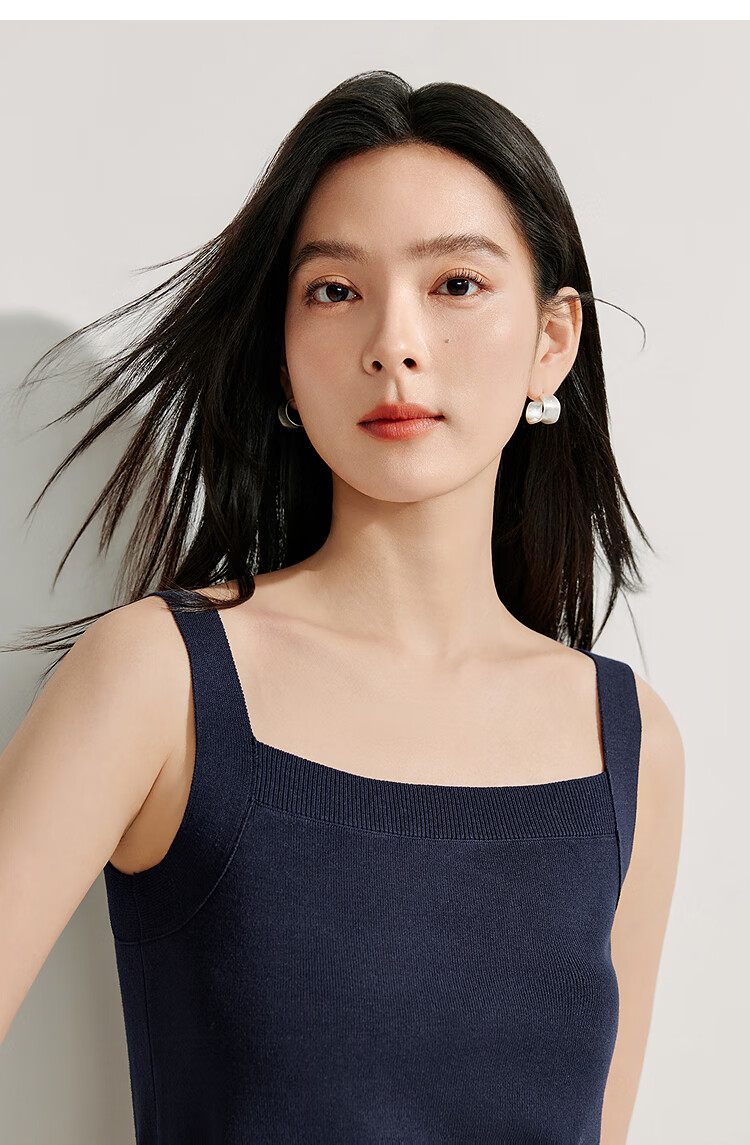 INMAN Striped Square Neck Knitted Camisole, 2026 Summer Women's New Short Fitted Top, Black, Size L 8