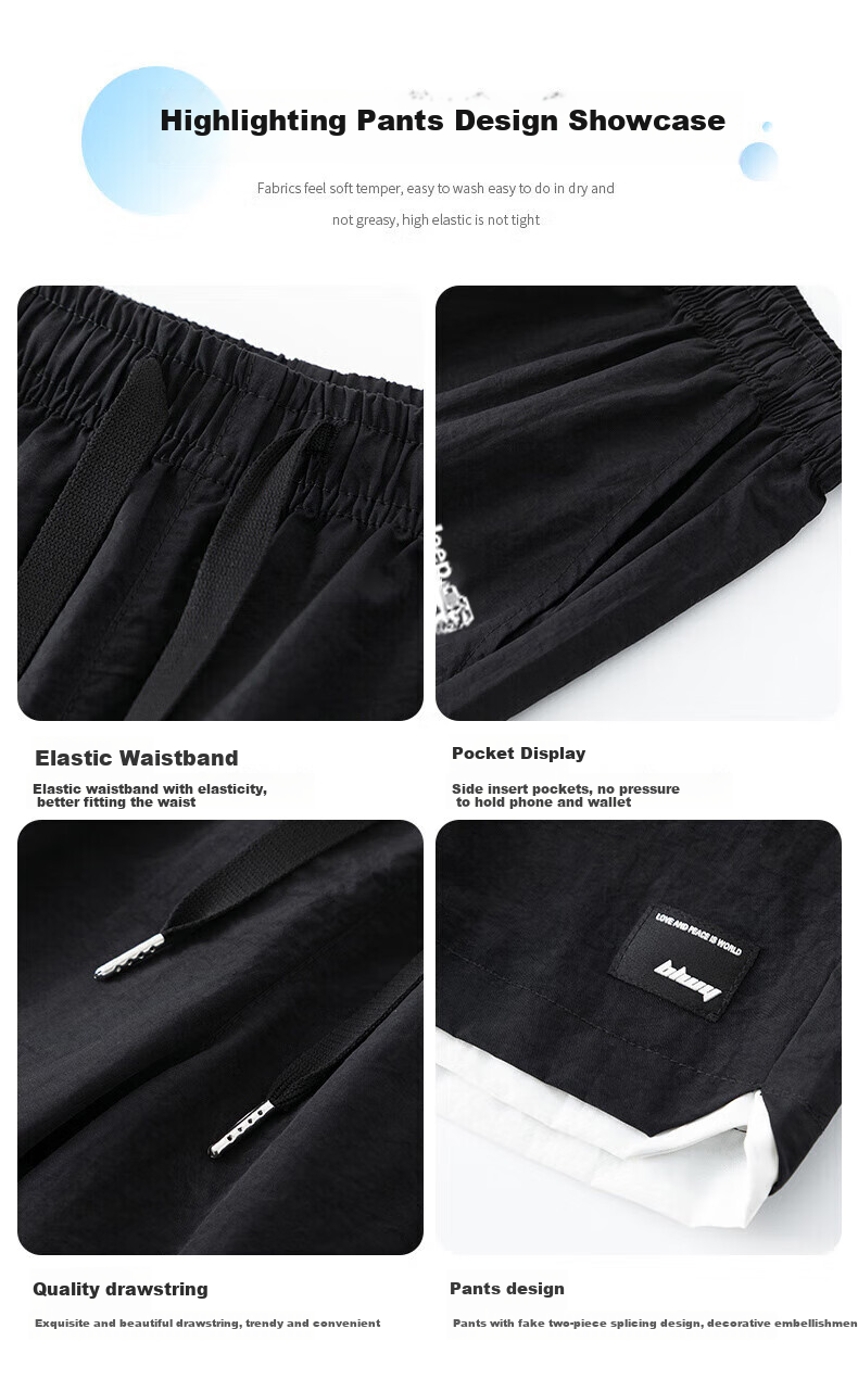 JEEP SPIRIT Men's Shorts, Summer New Style Loose-Fit Five-Point Pants, Quick-Dry Sports Menswear, Black, XL 3