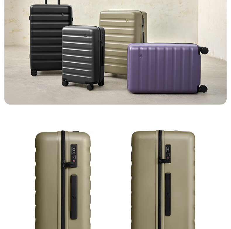 90Fen Luggage, 28-Inch Rhine Pro Suitcase, Large Capacity Travel Case with Quiet Wheels And Combination Lock, Earthen Gree 10