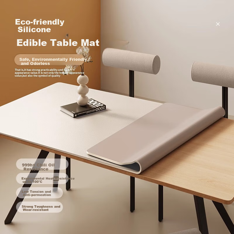 Yinshang Silicone Dining Table Mat, Waterproof And Oil-Proof, Washable, High-End Tablecloth, Heat-Resistant, Pure Color Coffee Table Surface Protection Pad