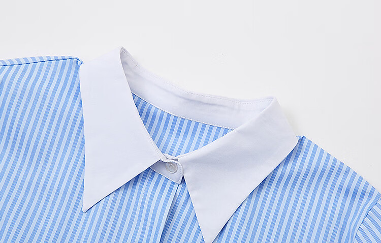 Demana [Salt Style Intellectual] Spring Autumn Smart Striped Color-Block Lapel Long Sleeve Shirt Slimming Women's Top 11