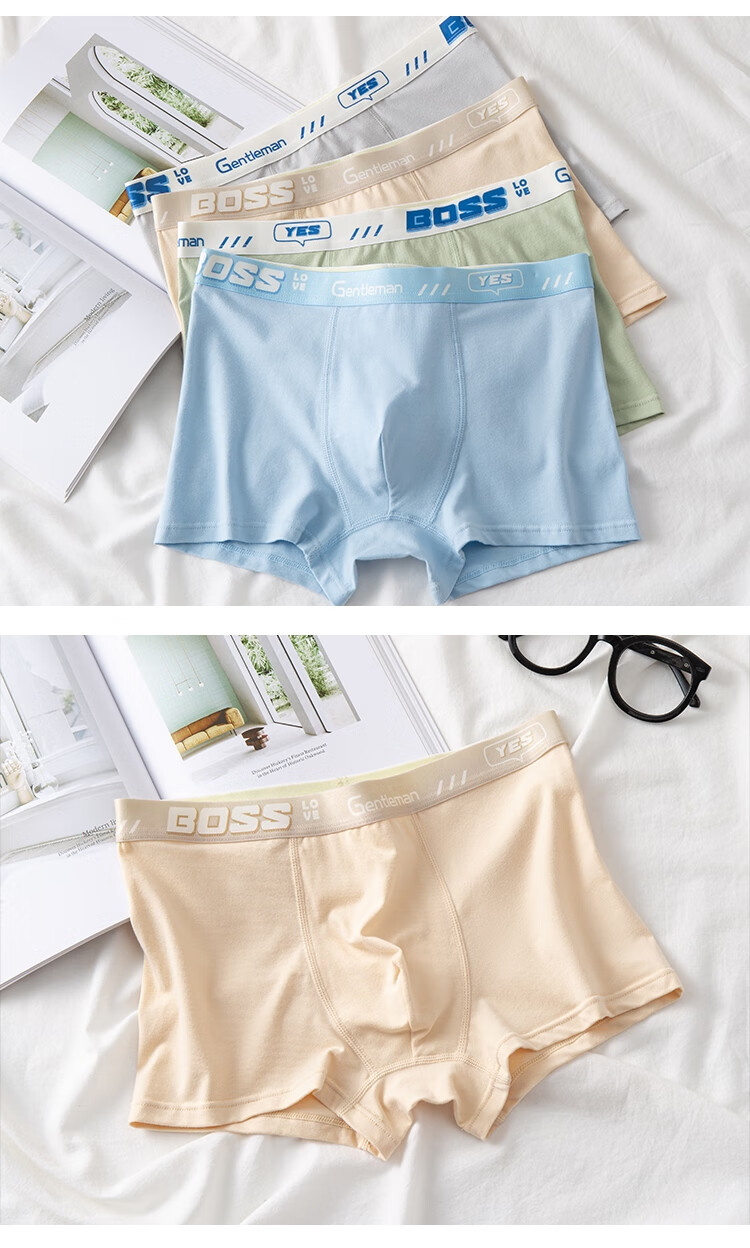 Dingguagua Youth Cotton Antibacterial Boxer Briefs for Boys, Teenagers, Middle School Students, Children's Four-Point Shorts 15
