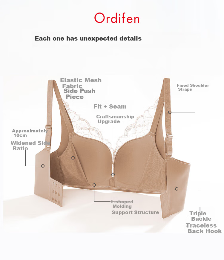 Ordifen Women's Wireless Bra Set with Lace Underwear, Push-Up Bra for Small Breasts XB0330 9