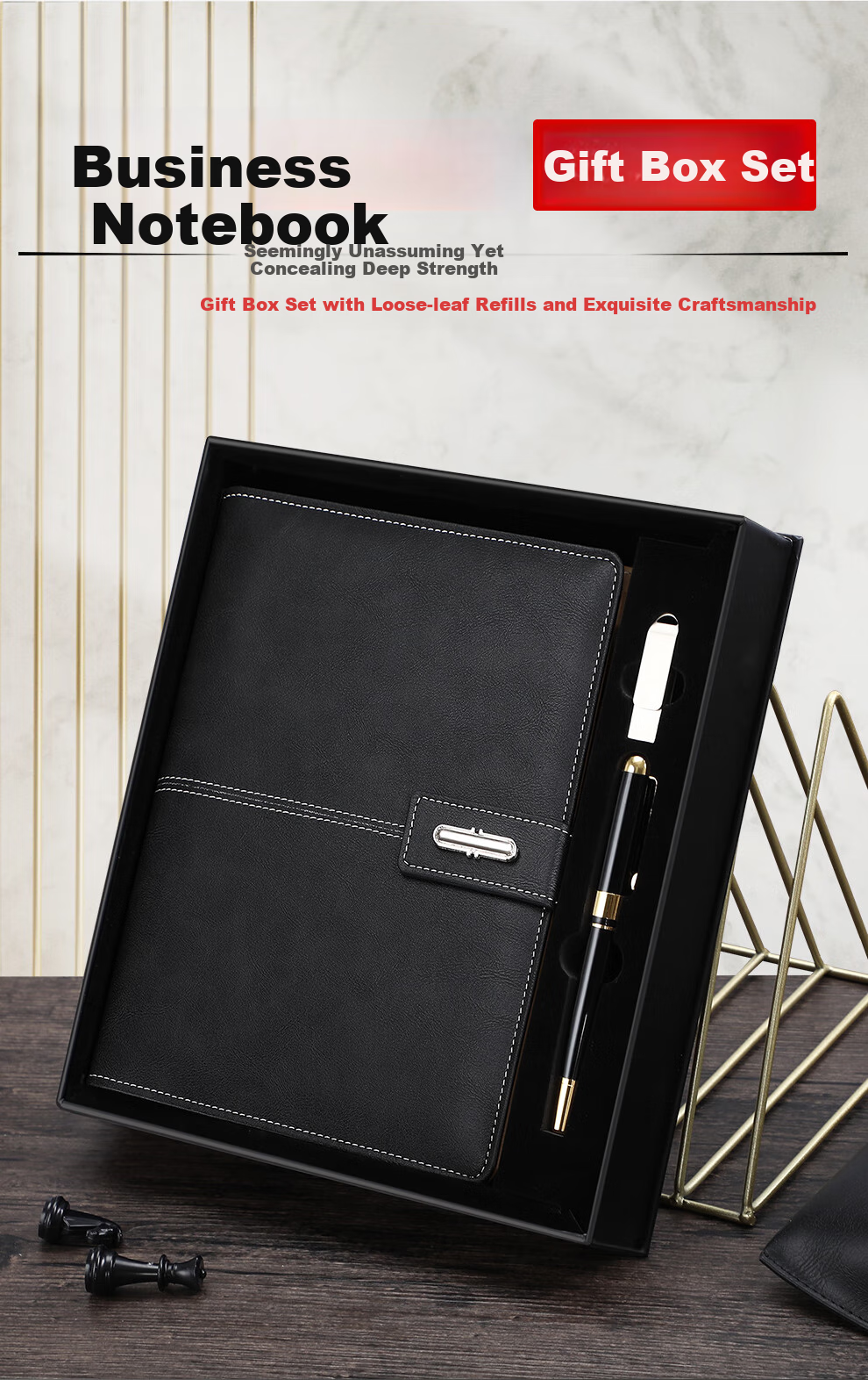 Jiaranheng Teacher's Day Gift Loose-Leaf Notebook Business Notebook Gift Box Set High-End Simple A5 Journal Corporate Meeting Gift for Male And Female Teachers Souvenir Customizable Red 1