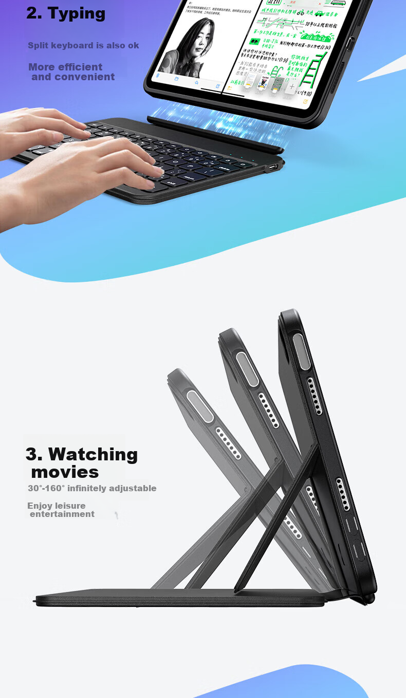 Houhou IPad Mini 7 Keyboard Case, Mini 6 Keyboard Protective Cover, Two-In Magnetic Detachable Rotatable Multifunctional Protective Case, Specially Designed for 8.3-Inch, White 5