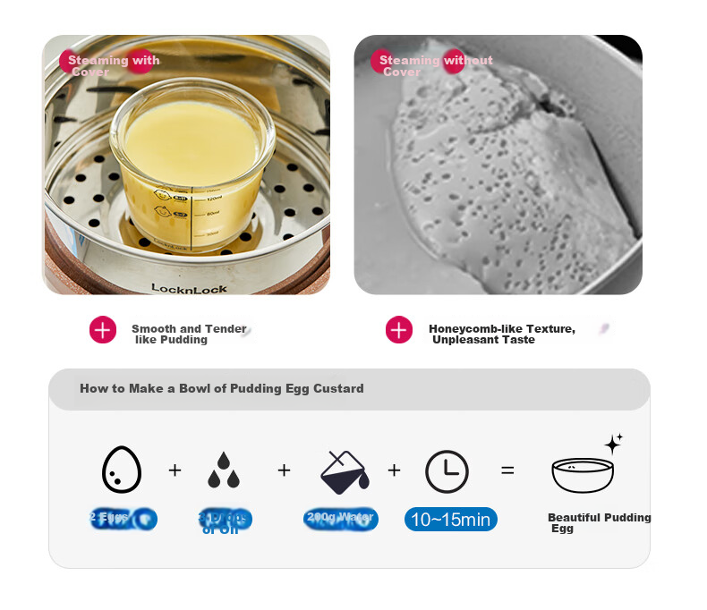 LOCK&LOCK Baby Food Container, Glass Storage Box, Divided Compartment Container, Steaming And Cooking Mini Food Tool, Baby Steamed Egg Bowl 5
