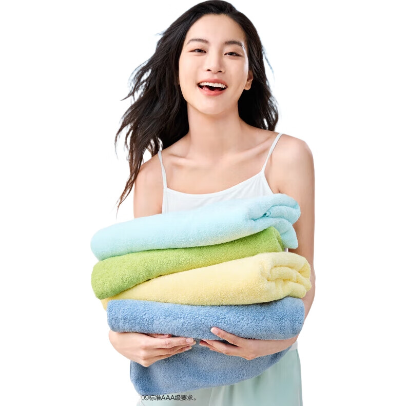 PurCotton Полотенце Банное 70x140 см, 100% Хлопок, Антибактериальное, Экстра-большое и Толстое, Впитывающее, Не оставляющее ворсинок, Голубой с бабочками