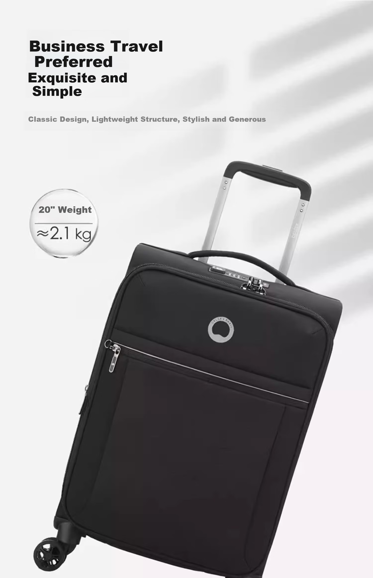 DELSEY French Ambassador Luggage, Ultra-Lightweight Password Lock Suitcase, Soft Fabric Travel Case, 24-Inch 5