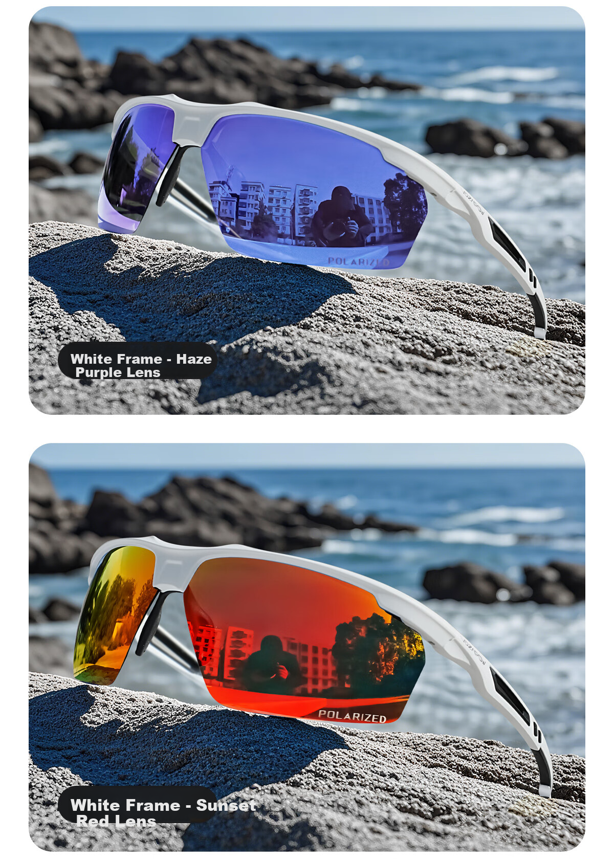 VOZAPOW Fishing Goggles for Float Viewing, High-Definition Polarized Eye Protection Sunglasses for Lure Fishing, Vibrating Reel, Men's Driving Sunglasses 21