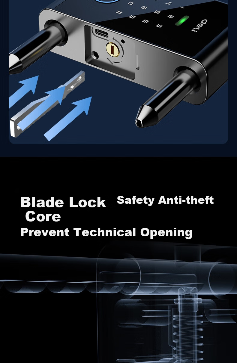 Deli Glass Door Lock Attendance Access Control Machine, Smart Fingerprint U-Shaped Lock for Double Doors, U-Shaped Password Lock, Shop Glass Door Lock Motorcycle Lock Rust-Resistant Anti-Shearing Anti-Pry AL104 7