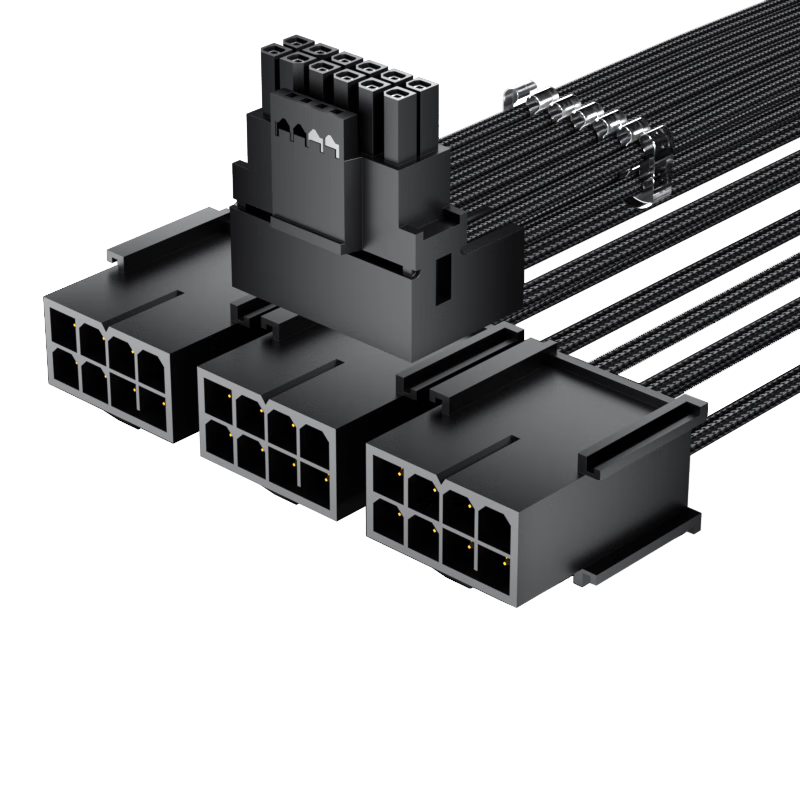 ZHENWEI Graphics Card Power Extension Cable 3x8Pin to 12+4Pin 3x8P to 16P Male to Female Extension Cable 34cm Elbow Black for 3090Ti/40/50 Series