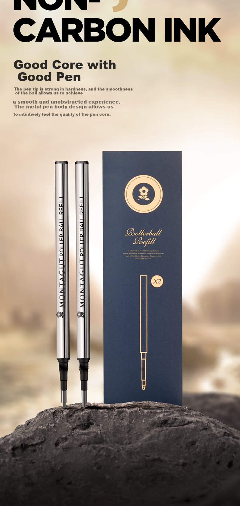 MONTAGUT [Best-Selling Product] Ballpoint Pen Business Gift Daily Writing for Men And Women Office Signature Pen Losate Series Brushed Black 6