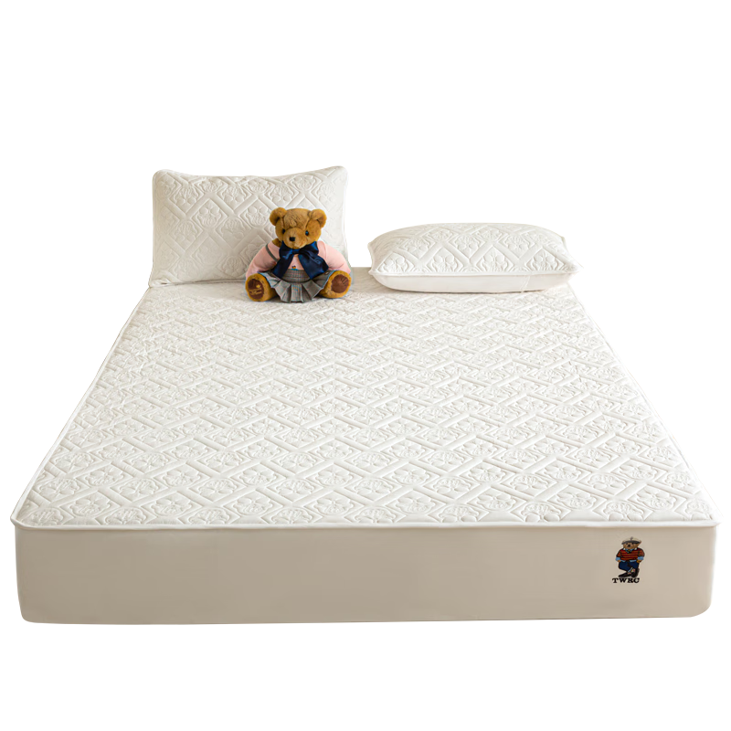 Teenie Weenie A-Type Quilted Embroidered Fitted Sheet, 180x200cm, All-Cotton Bed Cover, Thickened Full-Body Pure Cotton Mattress Protector