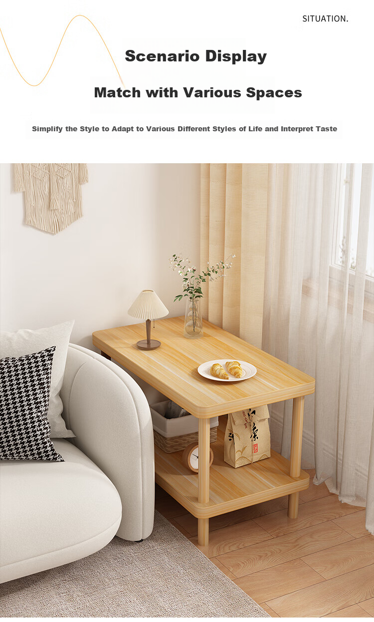 FENJIEXIAN Side Table, Coffee Table, Sofa Side Cabinet, Storage Rack, Thickened Side Table, Double-Layer Storage, Simple Tea Table, Bedside Cabinet 13