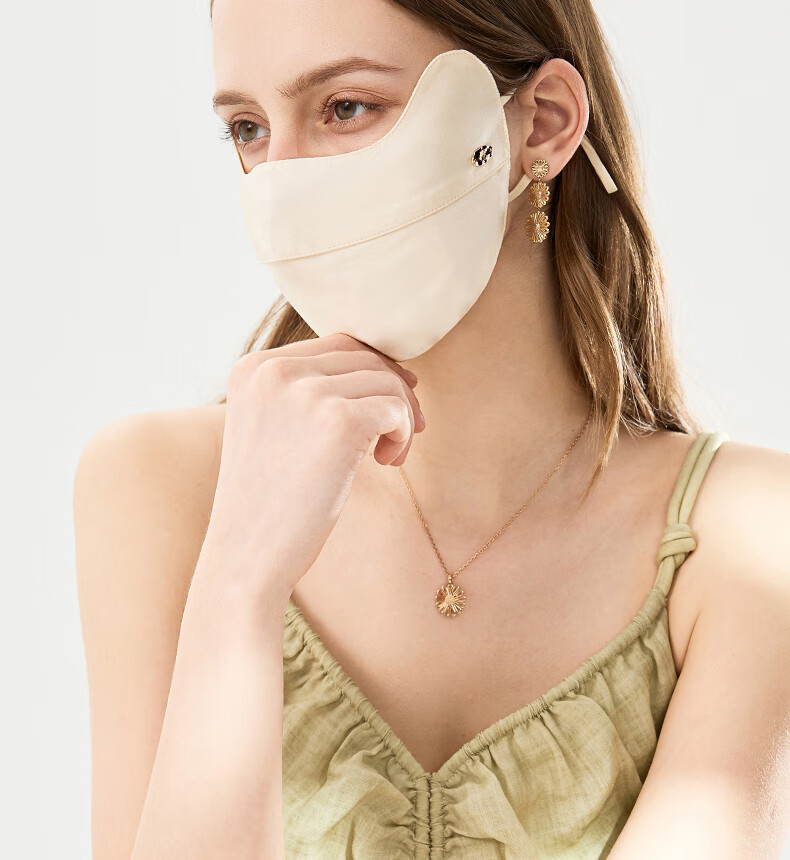 ELLE [Grade A Mulberry Silk] Silk Sun Protection Face Mask for Women, Cooling Face Cover, Gift for Girlfriend 18